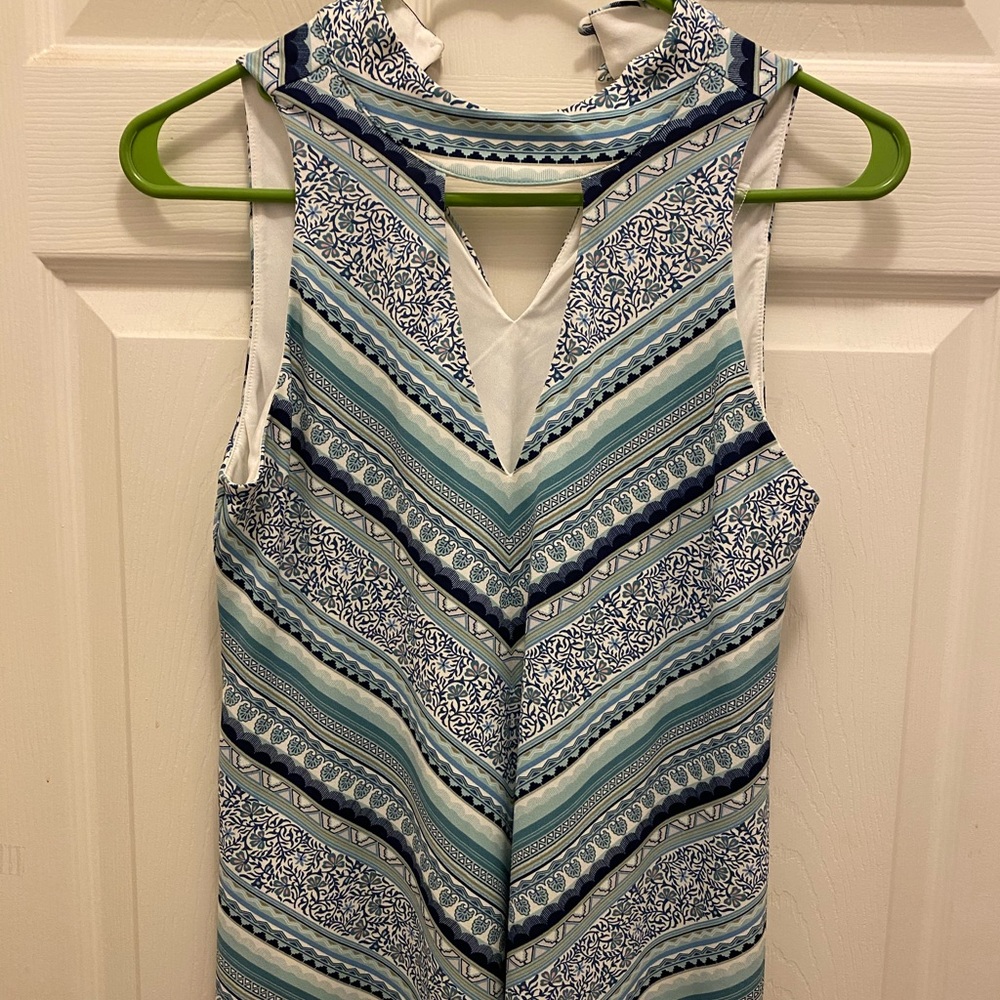 Multicolored choker neck sleeveless dress top